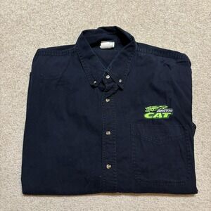 Vtg Arctic Cat Shirt Large Blue Button Up Long Sleeve Snowmobile Embroidered 90s